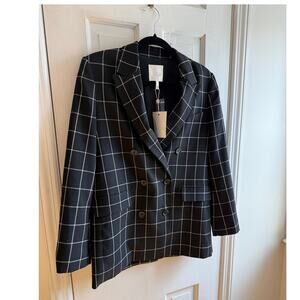 NWT Joie Harlene Windowpane Check Blazer - Caviar/White - Women’s Size 0